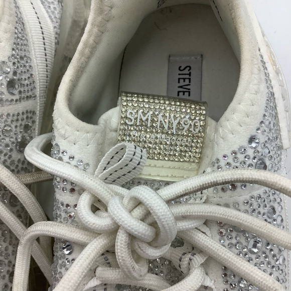 STEVE MADDEN Maxima White Rhinestone Sneakers - Picture 4 of 9